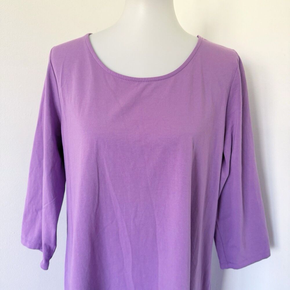 Attitudes by Renee Dress Sz 1X Regular Jersey Knit Purple Cotton Stretch Lilac - Picture 4 of 16